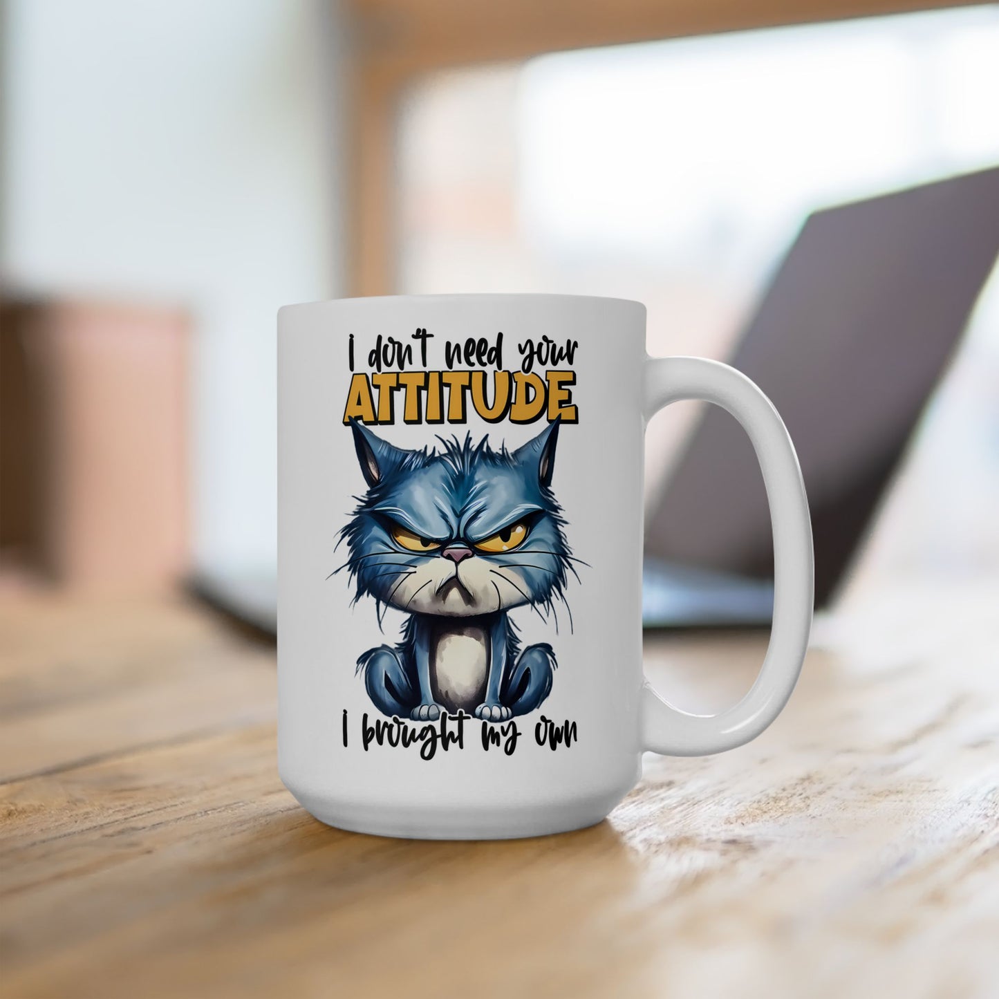Sarcastic Cat Coffee Mug with Serious Attitude