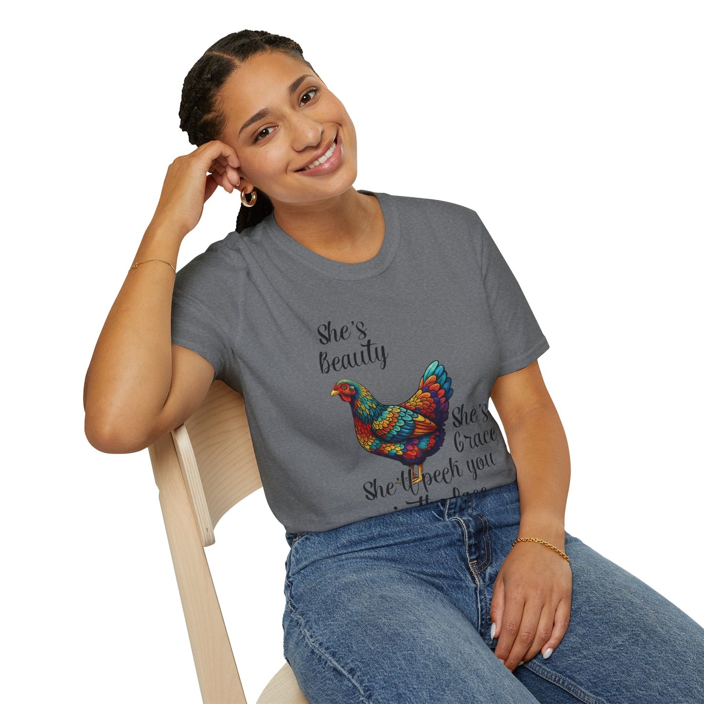 She’s Beauty, She’s Grace, She’ll Peck You in the Face - Chicken Graphic Tee