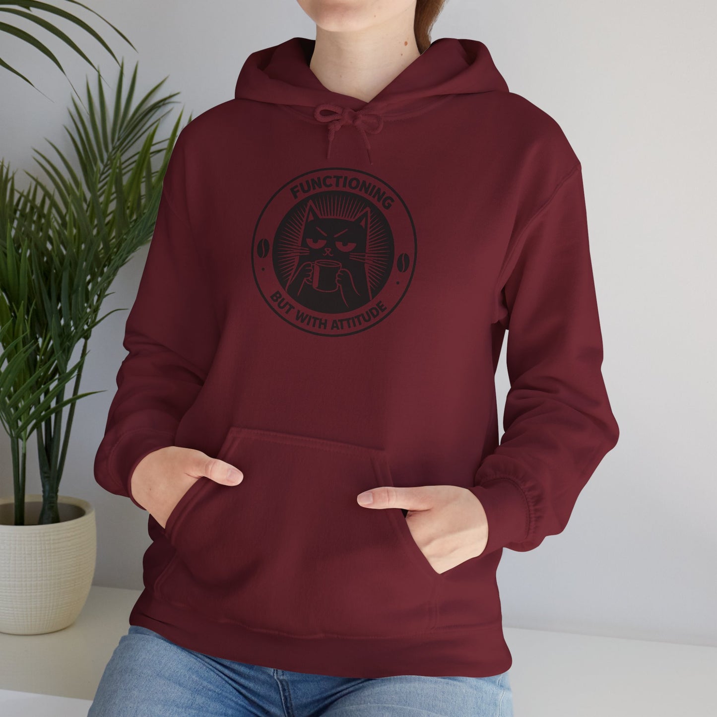 Functioning, But With Attitude (Cat Graphic) - Hoodie