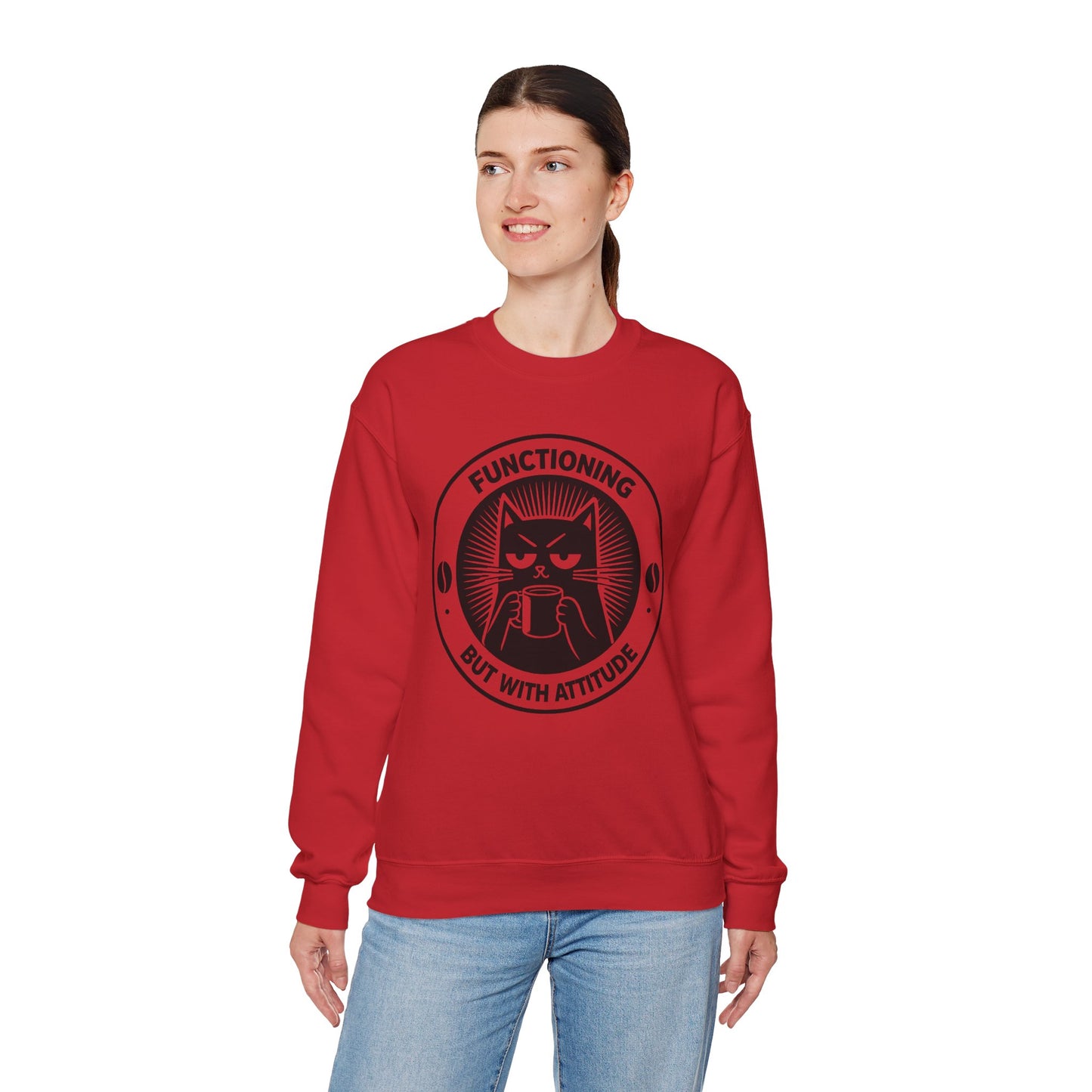 Functioning But With Attitude (Cat Graphic) - Sweatshirt