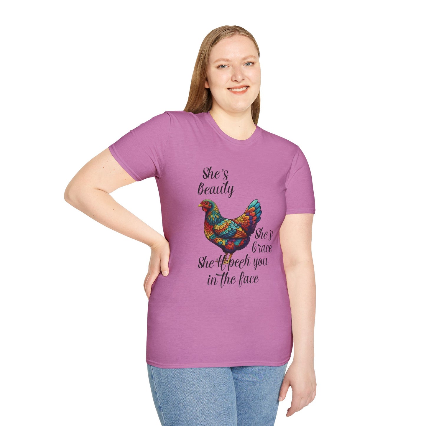 She’s Beauty, She’s Grace, She’ll Peck You in the Face - Chicken Graphic Tee