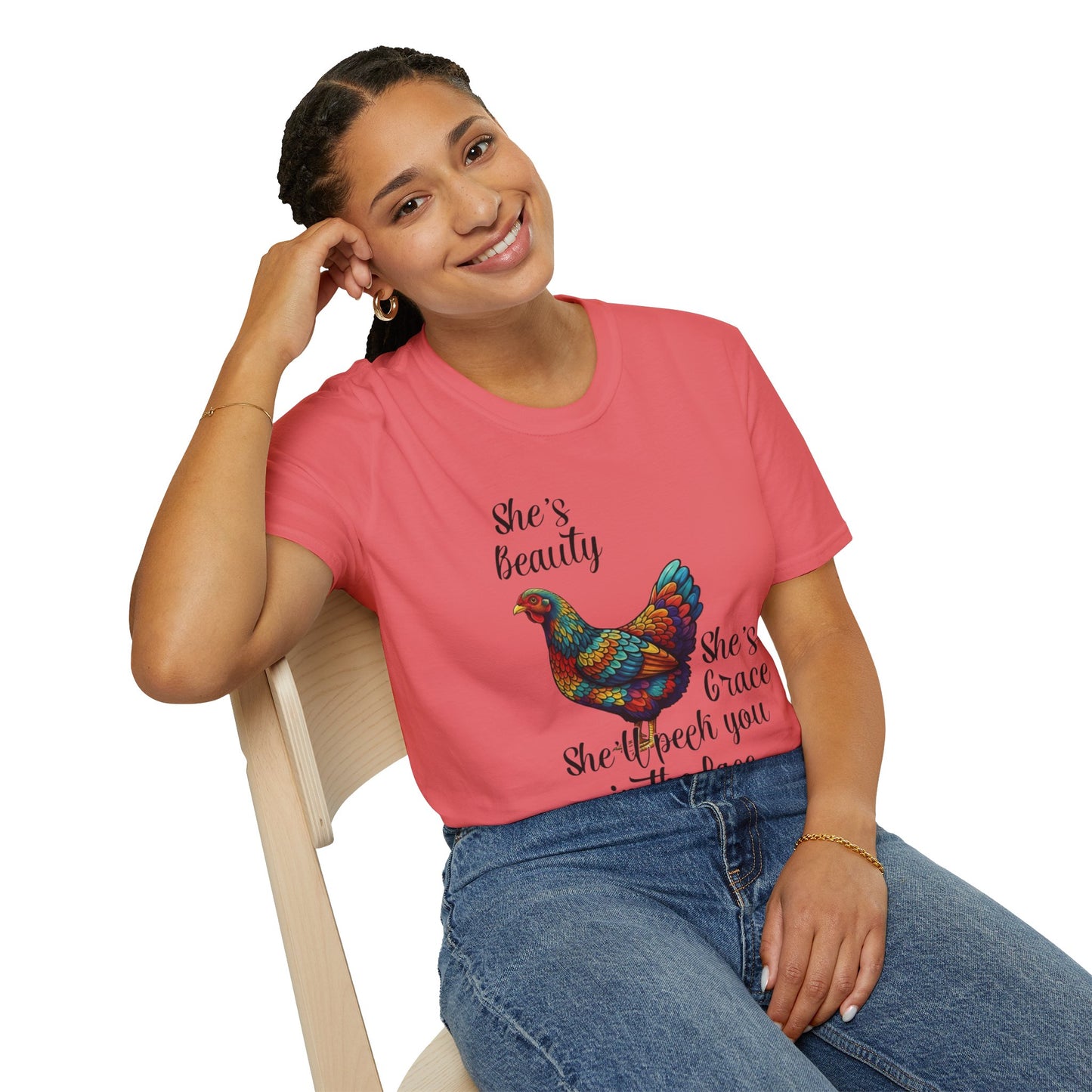 She’s Beauty, She’s Grace, She’ll Peck You in the Face - Chicken Graphic Tee