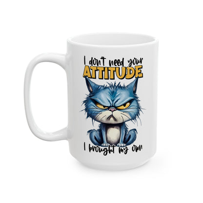 Sarcastic Cat Coffee Mug with Serious Attitude