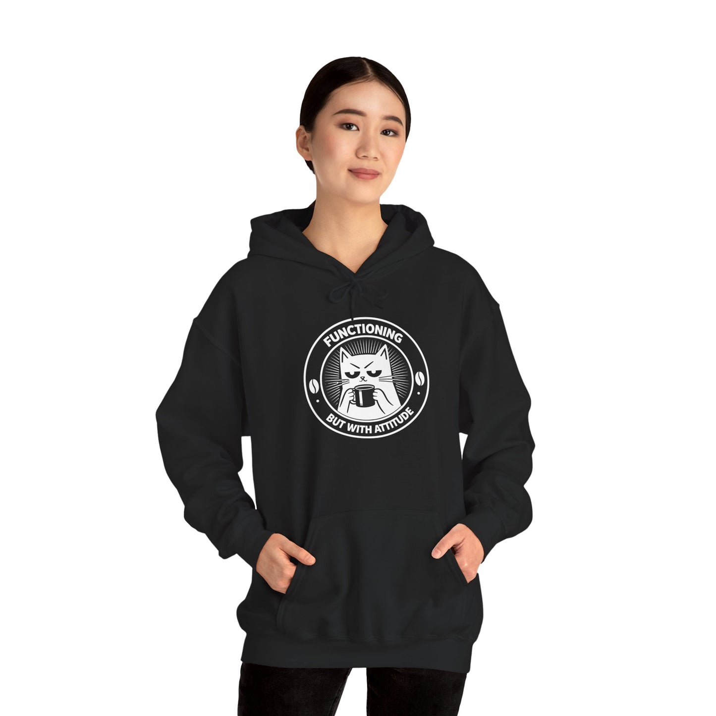 Functioning, But With Attitude (Cat Graphic) - Hoodie