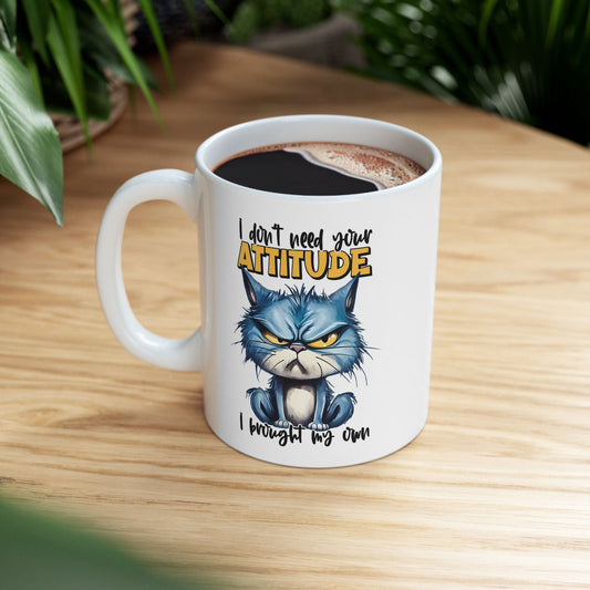 Sarcastic Cat Coffee Mug with Serious Attitude