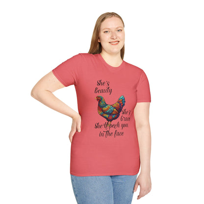 She’s Beauty, She’s Grace, She’ll Peck You in the Face - Chicken Graphic Tee