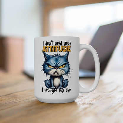 Sarcastic Cat Coffee Mug with Serious Attitude