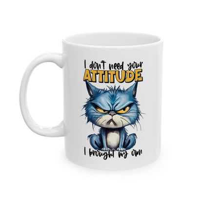 Sarcastic Cat Coffee Mug with Serious Attitude