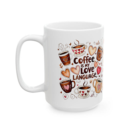 Adorable Coffee Lover Mug with Heart Illustrations