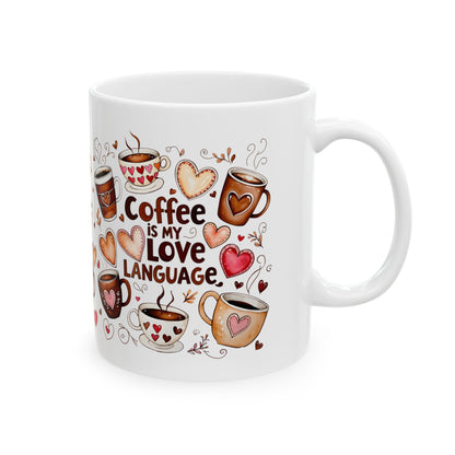 Adorable Coffee Lover Mug with Heart Illustrations
