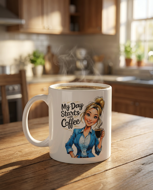My Day Starts with Coffee Mug