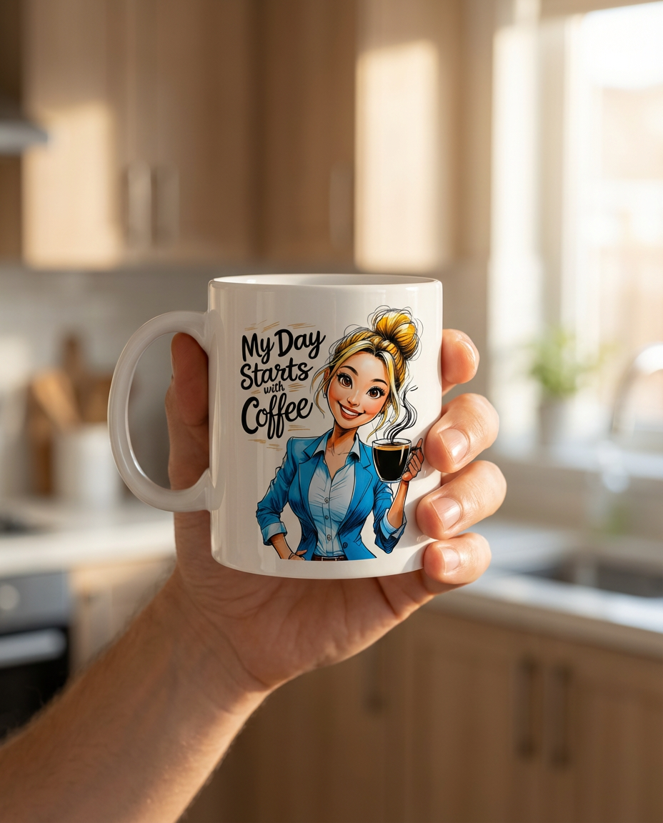 My Day Starts with Coffee Mug