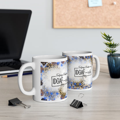 IDGAF Blue Leopard Print Mug