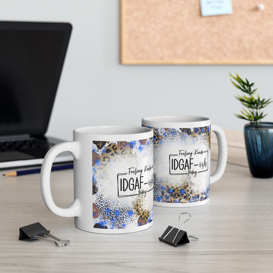 IDGAF Blue Leopard Print Mug