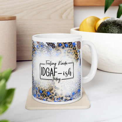IDGAF Blue Leopard Print Mug