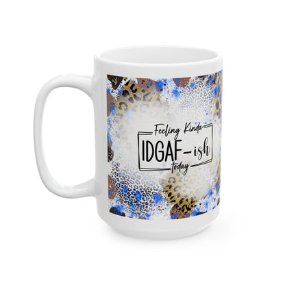IDGAF Blue Leopard Print Mug