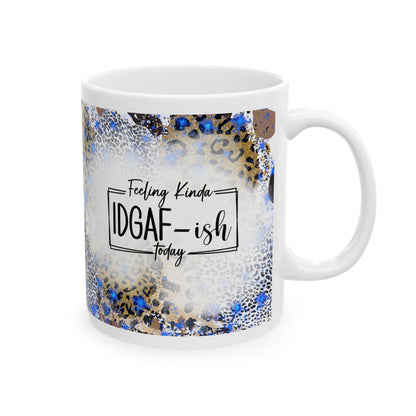 IDGAF Blue Leopard Print Mug