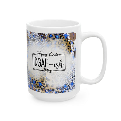 IDGAF Blue Leopard Print Mug