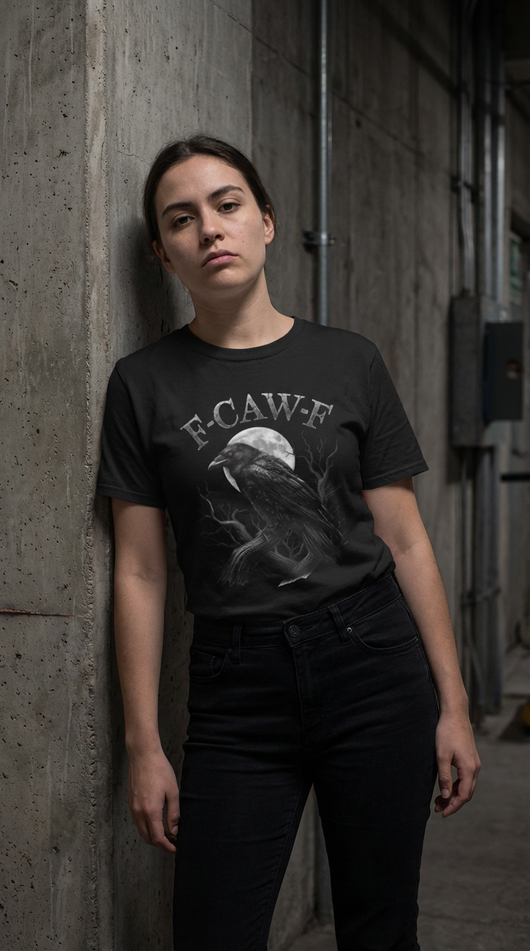 Raven Moon 'F-CAW-F' Gothic Graphic Tee