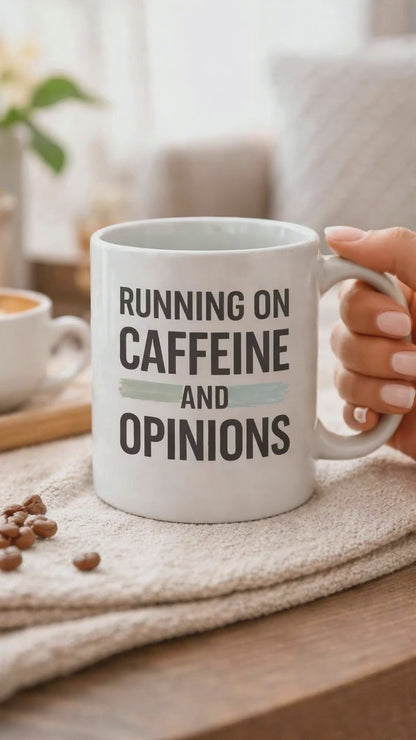 Running on Caffeine and Opinions - Mug