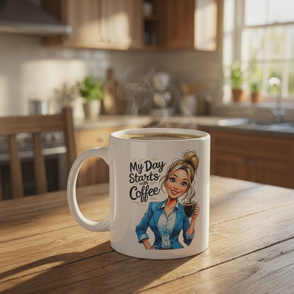My Day Starts with Coffee Mug