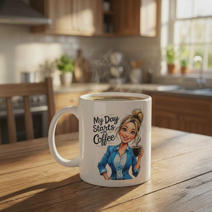 My Day Starts with Coffee Mug